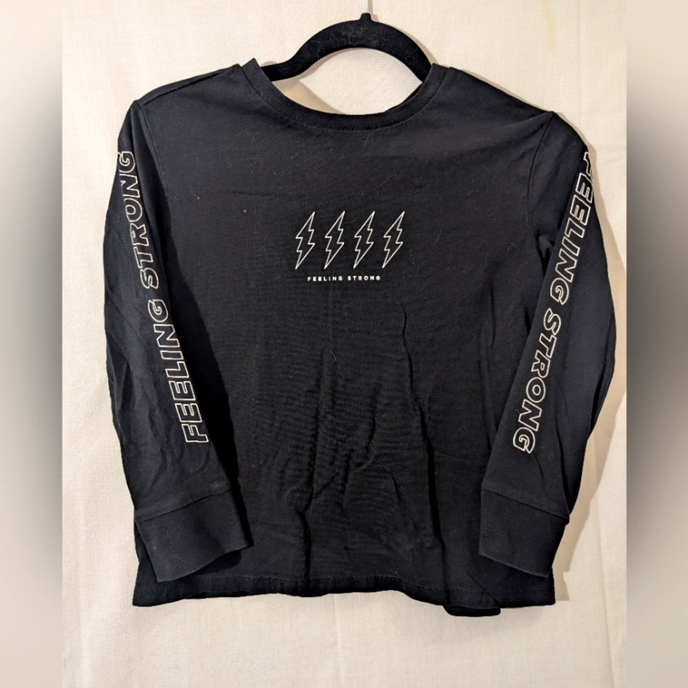Feeling Strong Black Long Sleeve Shirt,  Girls Medium (8-10)